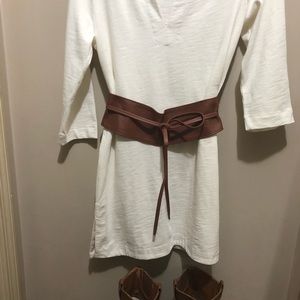 Jcrew off-white dress with belt that is an extra cost